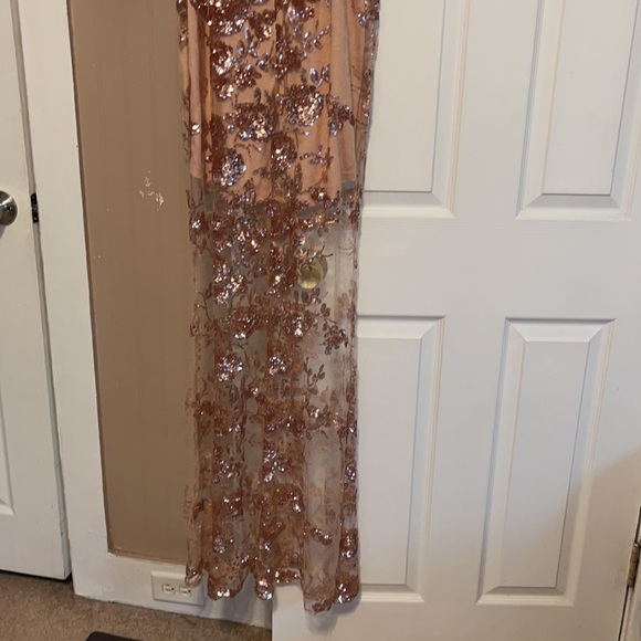 Rose Gold Sequin Overlay Dress - Picture 7 of 7